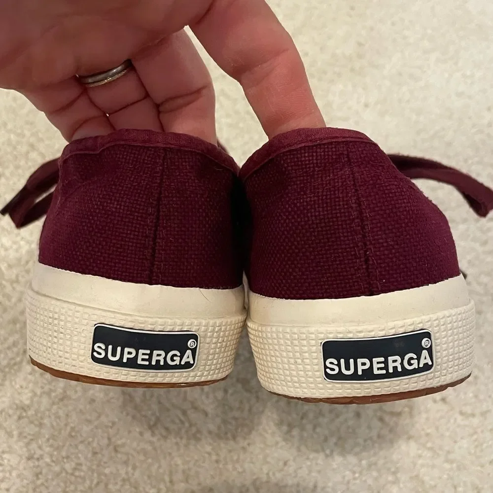 EUC SUPERGA burgundy platform sneakers Sz. 37.5 - Picture 3 of 6